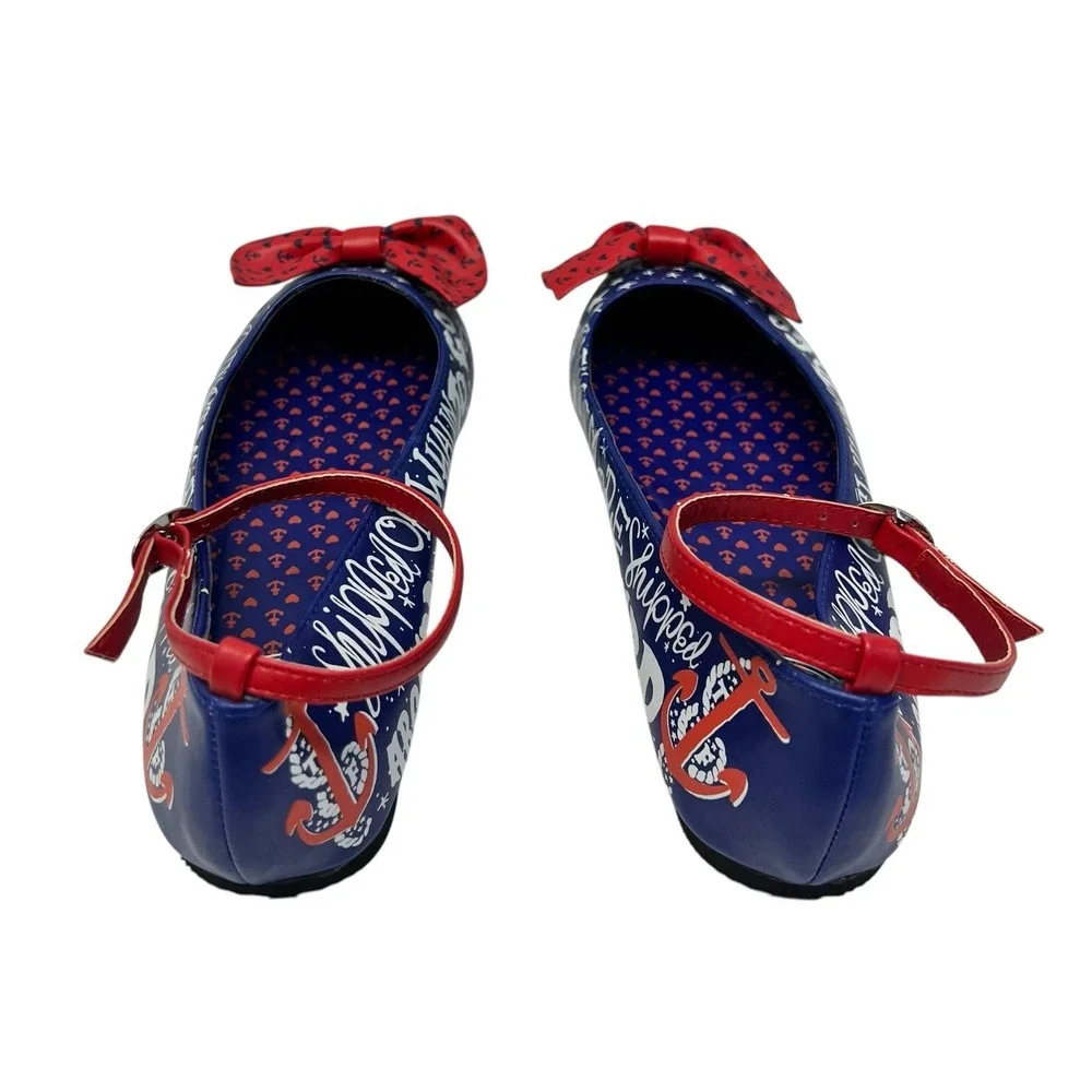 Too Fast shoes New Flats Sailor theme Red White and Blue Women Size 6  Excellent - Picture 4 of 14